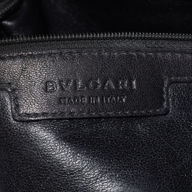 Pre Owned Bvlgari Black Pleated Leather Twistino Tina Shopper Tote