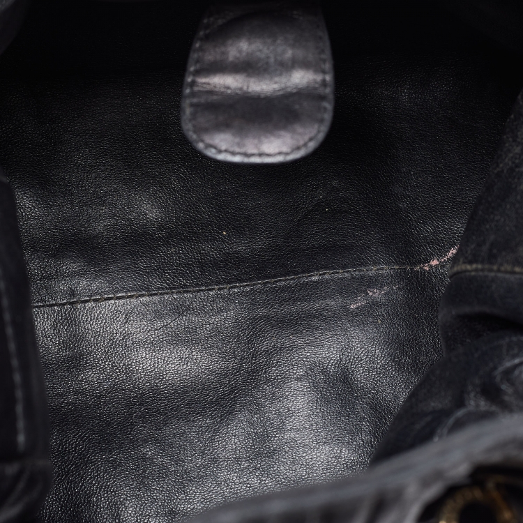 Pre Owned Bvlgari Black Pleated Leather Twistino Tina Shopper Tote