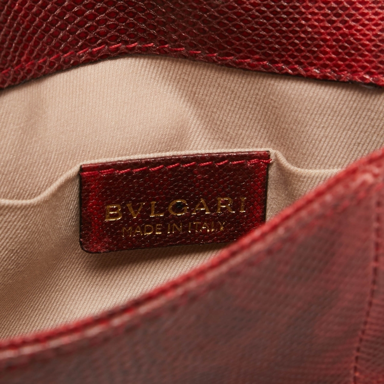 Pre Owned Bvlgari Red/Black Karung Leather Small Serpenti Forever Shoulder Bag