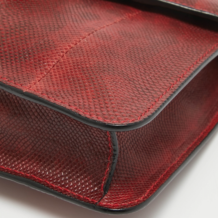 Pre Owned Bvlgari Red/Black Karung Leather Small Serpenti Forever Shoulder Bag