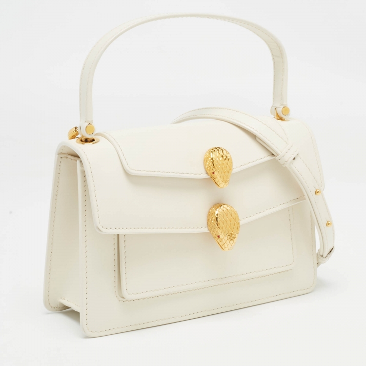 Pre Owned Bvlgari X Alexander Wang White Leather Serpenti Forever Belt Bag 