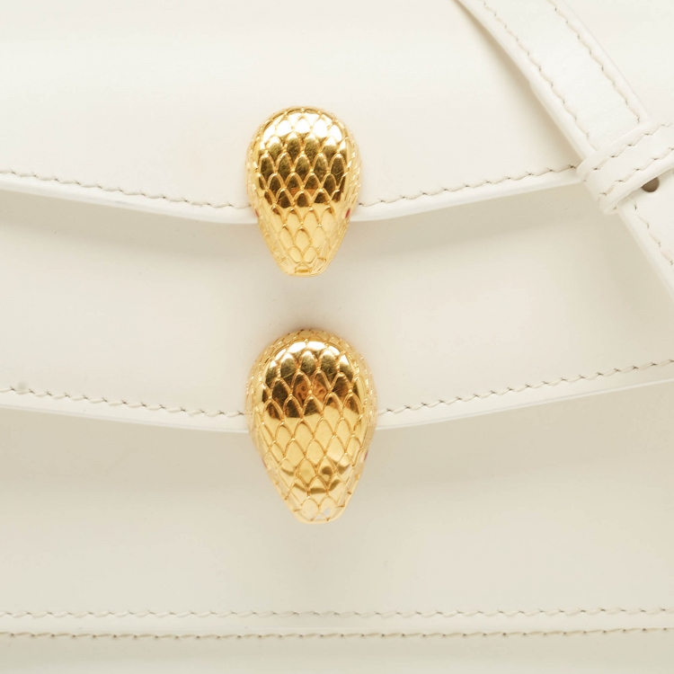 Pre Owned Bvlgari X Alexander Wang White Leather Serpenti Forever Belt Bag 