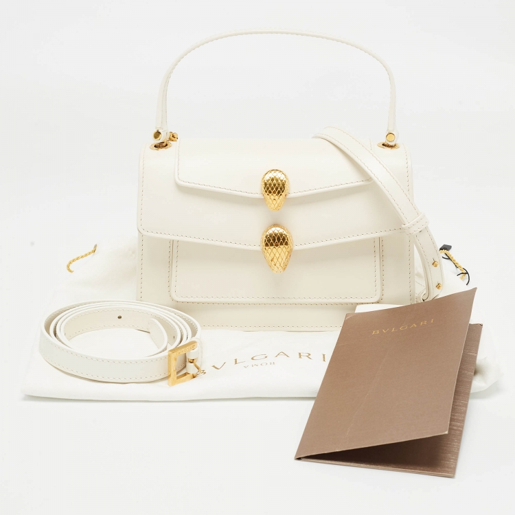 Pre Owned Bvlgari X Alexander Wang White Leather Serpenti Forever Belt Bag 