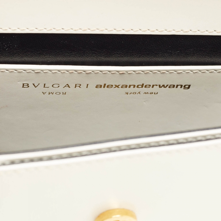 Pre Owned Bvlgari X Alexander Wang White Leather Serpenti Forever Belt Bag 