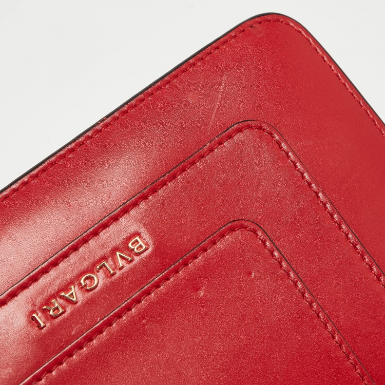 Pre Owned Bvlgari Red Leather Small Serpenti Forever Shoulder Bag