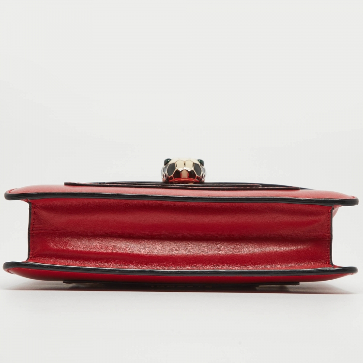 Pre Owned Bvlgari Red Leather Small Serpenti Forever Shoulder Bag