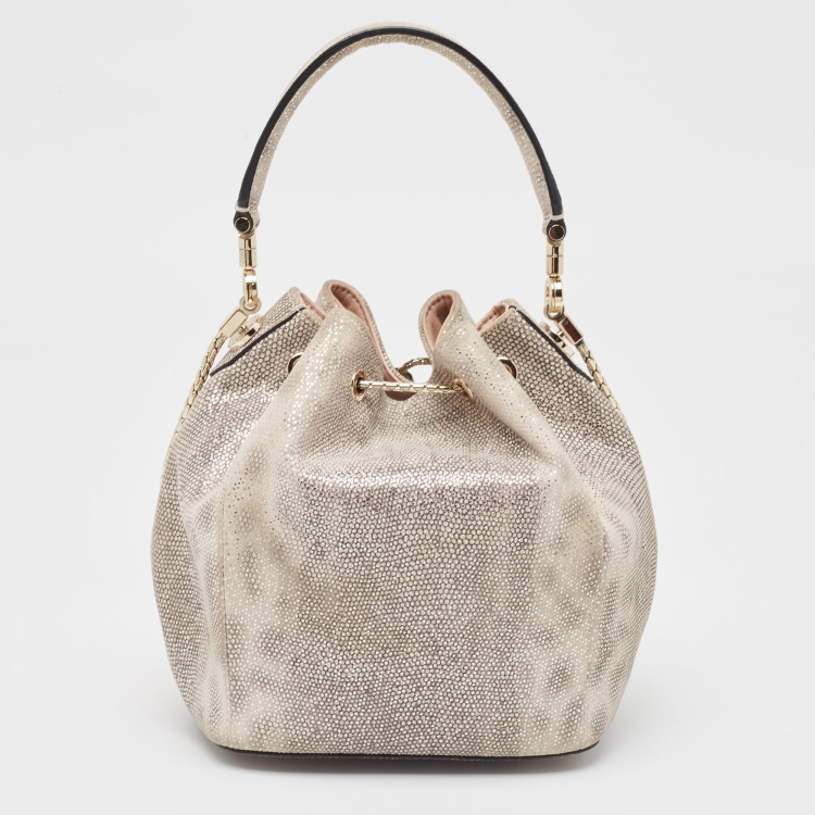 Pre Owned Bvlgari Grey Karung Leather Serpenti Forever Bucket Bag