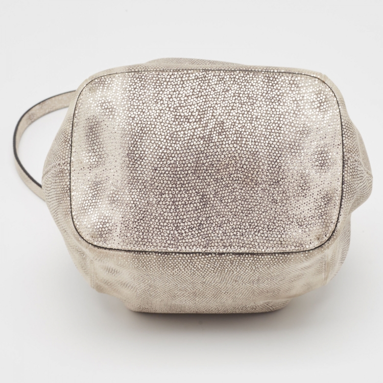 Pre Owned Bvlgari Grey Karung Leather Serpenti Forever Bucket Bag
