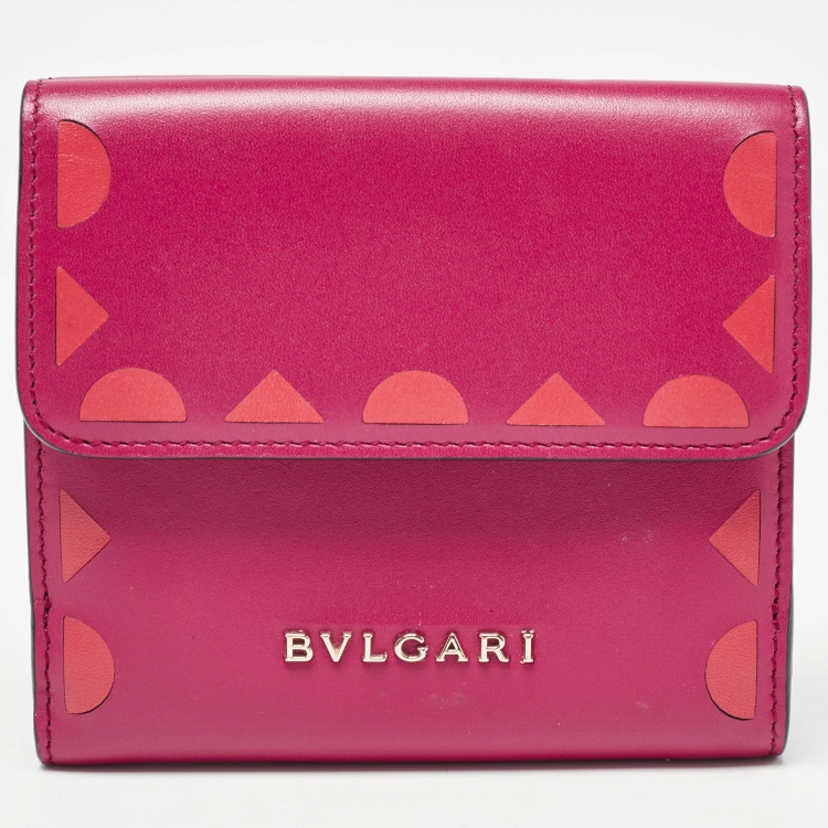 مملوكة مسبقًا Bvlgari Fuchsia/Orange Leather Serpenti Forever Trifold Wallet