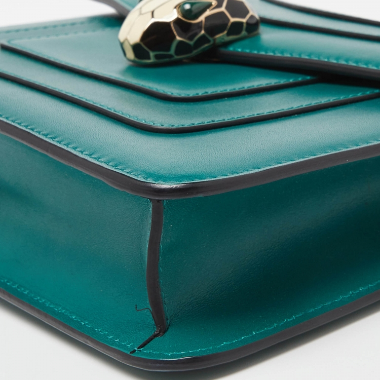 Pre Owned Bvlgari Green Leather Small Serpenti Forever Shoulder Bag