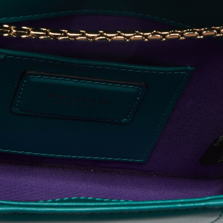 Pre Owned Bvlgari Green Leather Small Serpenti Forever Shoulder Bag