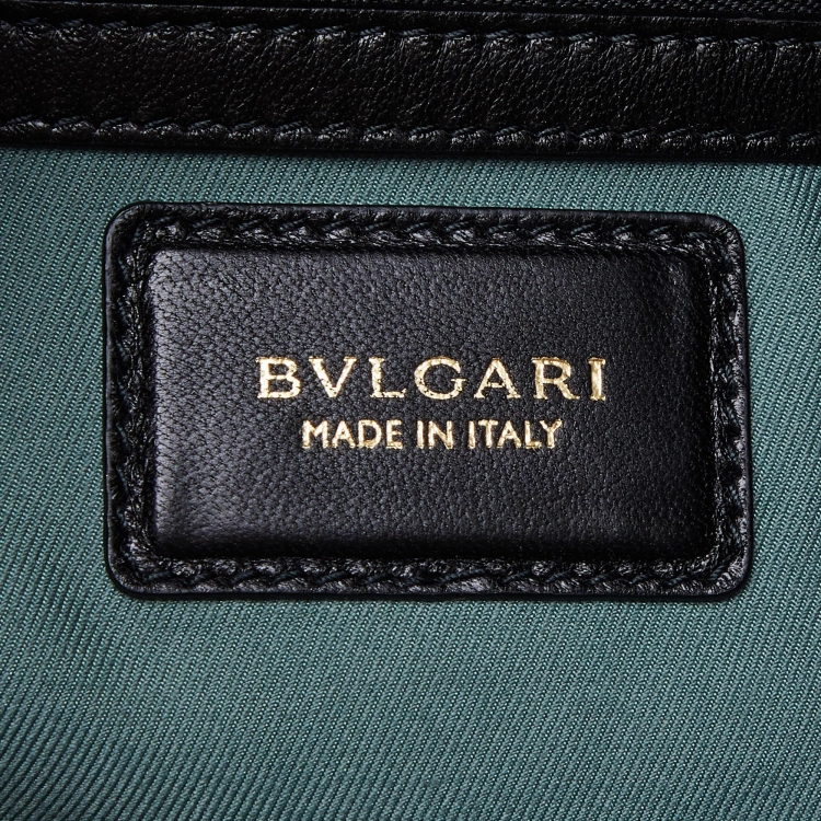Pre Owned Bvlgari Black Nappa Leather Monte Plisse Shopper Tote