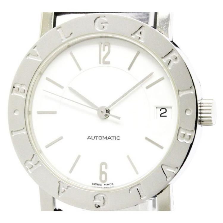 Pre Owned Bvlgari White Stainless Steel Bvlgari Bvlgari Women's Wristwatch 33MM