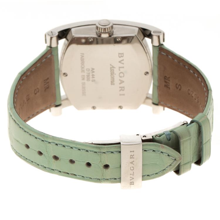 مملوكة مسبقًا Bvlgari Blue Mother of Pearl Stainless Steel Assioma Women's Wristwatch 35 mm