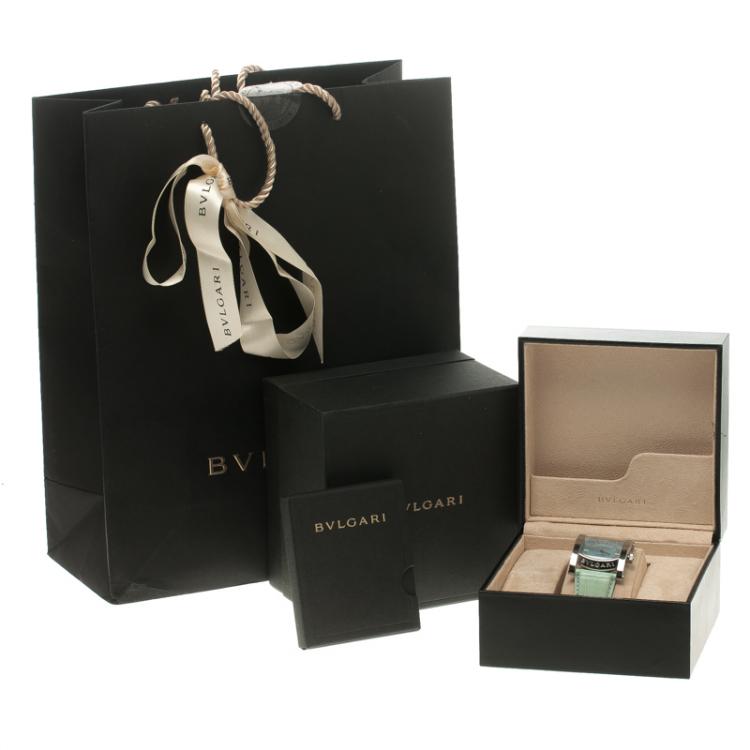 مملوكة مسبقًا Bvlgari Blue Mother of Pearl Stainless Steel Assioma Women's Wristwatch 35 mm