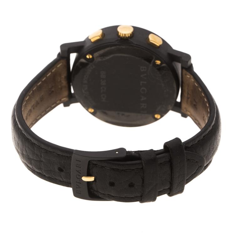 Pre Owned Bvlgari Black Carbongold Chronograph BB38CLCH Limited Edition Women's Wristwatch 38MM