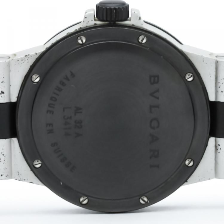 Pre Owned Bvlgari White Rubber and Aluminum Diagono Women's Wristwatch 32MM