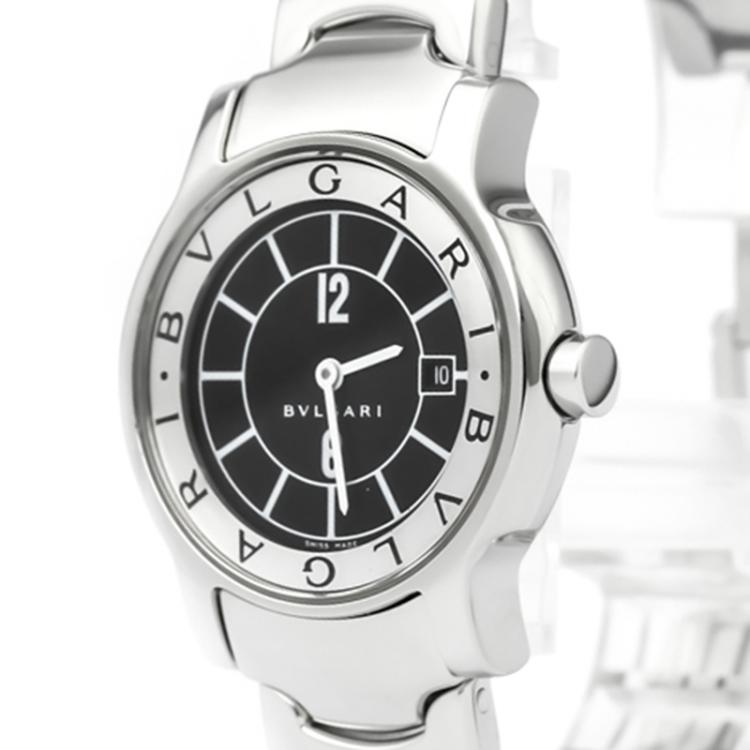 Pre Owned Bvlgari Black Stainless Steel Solotempo Women's Wristwatch 29MM
