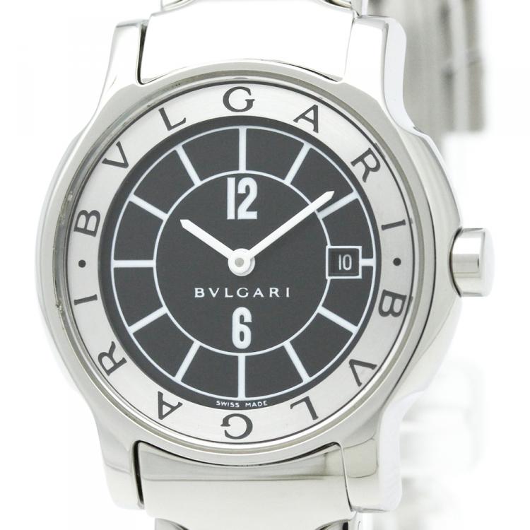 Pre Owned Bvlgari Black Stainless Steel Solotempo Women's Wristwatch 29MM