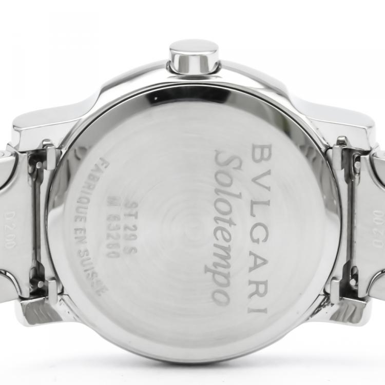 Pre Owned Bvlgari Black Stainless Steel Solotempo Women's Wristwatch 29MM