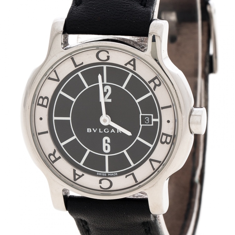 Pre Owned Bvlgari Black Solotempo Stainless Steel ST29 Women's Watch 29MM