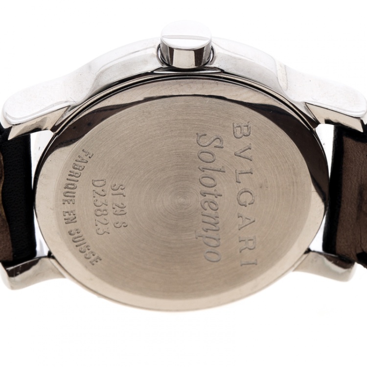 Pre Owned Bvlgari Black Solotempo Stainless Steel ST29 Women's Watch 29MM