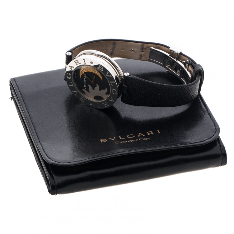 Pre Owned Bvlgari B. Zero1 Black Sun & Moon Diamond Inlay Motif BZ 35 S Women's Watch 35MM
