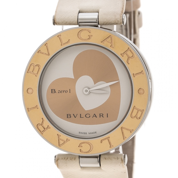 Pre Owned Bvlgari White 18K Rose Gold Stainless Steel B.Zero 1 Women's Wristwatch 35MM