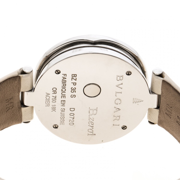 Pre Owned Bvlgari White 18K Rose Gold Stainless Steel B.Zero 1 Women's Wristwatch 35MM