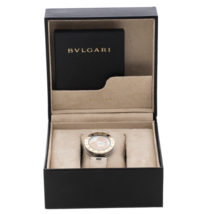 Pre Owned Bvlgari White 18K Rose Gold Stainless Steel B.Zero 1 Women's Wristwatch 35MM