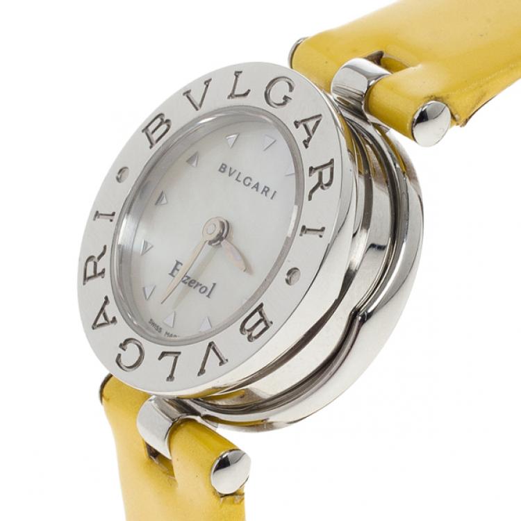 مملوكة مسبقًا Bvlgari White Stainless Steel Bzero Women's Wristwatch 34MM