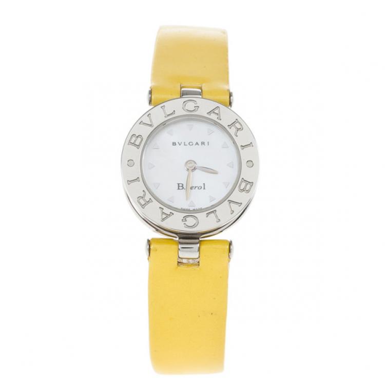 مملوكة مسبقًا Bvlgari White Stainless Steel Bzero Women's Wristwatch 34MM
