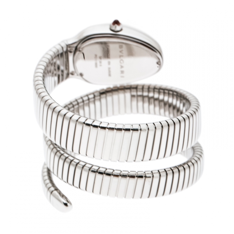 Pre Owned Bvlgari Silver Stainless Steel Serpenti Tubogas SP 35 S Women's Wristwatch 23 mm