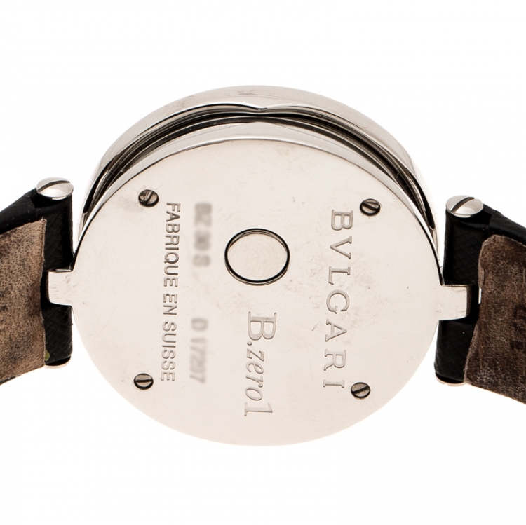 Pre Owned Bvlgari Black Dial With Heart Motif Inlay Stainless Steel B.Zero1 BZ30S Women's Wristwatch 30 mm