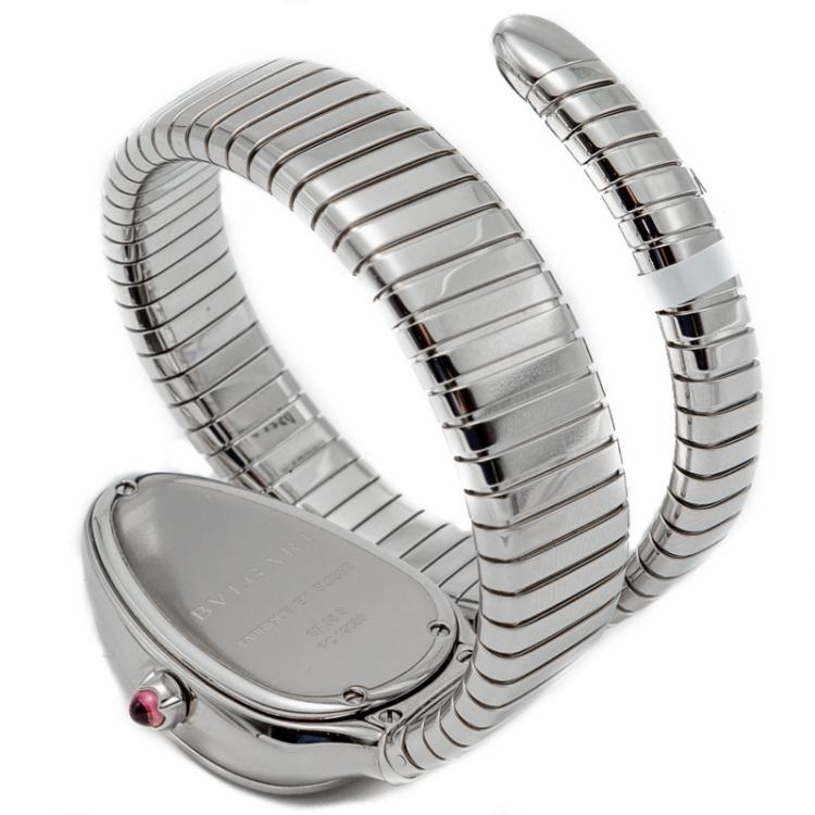 Pre Owned Bvlgari White Steel Serpenti Tubogas Women'S Watch 35MM 