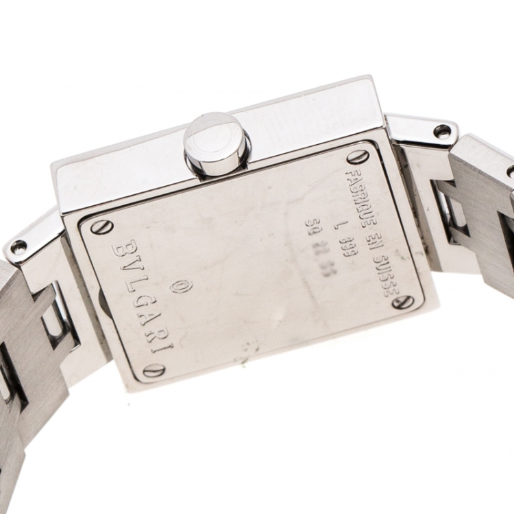Pre Owned Bvlgari Black Stainless Steel Quadrato SQ22SS Women's Wristwatch 22 MM
