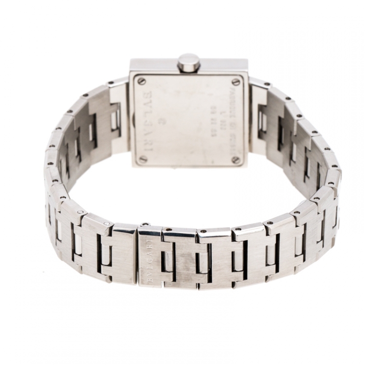 Pre Owned Bvlgari Black Stainless Steel Quadrato SQ22SS Women's Wristwatch 22 MM
