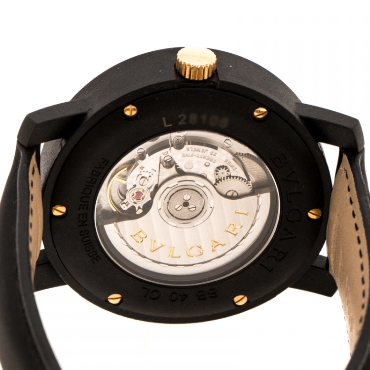 Pre Owned Bvlgari Black Carbongold Via Dei Condotti 10 Roma Women's Wristwatch 40 mm