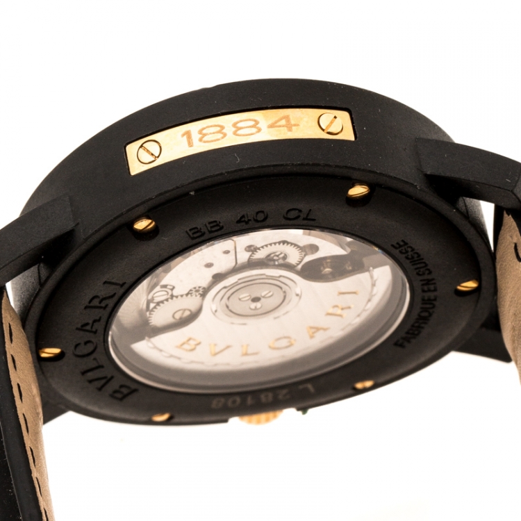 Pre Owned Bvlgari Black Carbongold Via Dei Condotti 10 Roma Women's Wristwatch 40 mm
