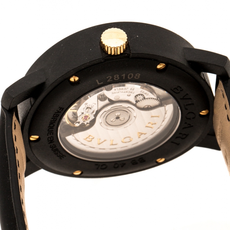 Pre Owned Bvlgari Black Carbongold Via Dei Condotti 10 Roma Women's Wristwatch 40 mm