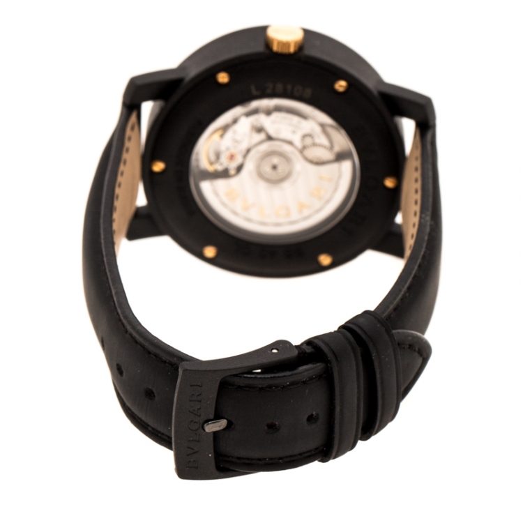 Pre Owned Bvlgari Black Carbongold Via Dei Condotti 10 Roma Women's Wristwatch 40 mm