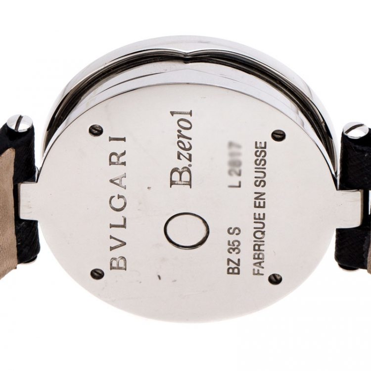 Pre Owned Bvlgari Black Stainless Steel Diamond Butterfly Motif B.Zero1 Women's Wristwatch 35 mm