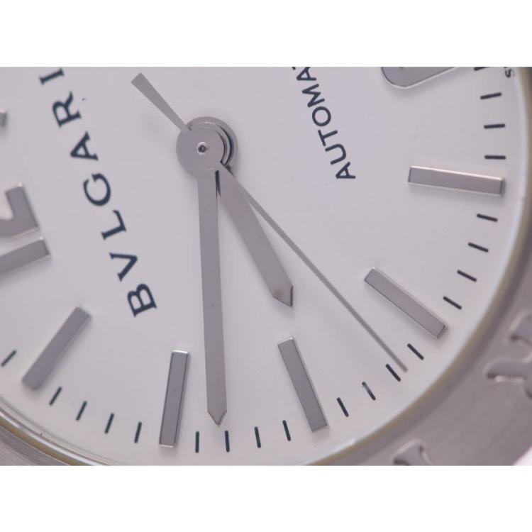 Pre Owned Bvlgari White Stainless Steel Diagono LCV29S Women's Wristwatch 29 MM
