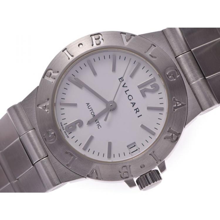Pre Owned Bvlgari White Stainless Steel Diagono LCV29S Women's Wristwatch 29 MM