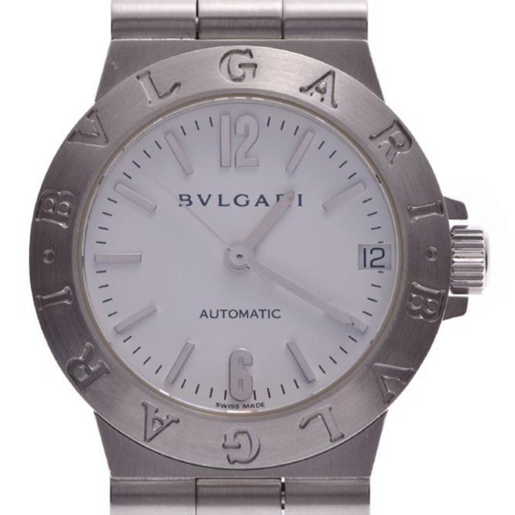 Pre Owned Bvlgari White Stainless Steel Diagono LCV29S Women's Wristwatch 29 MM