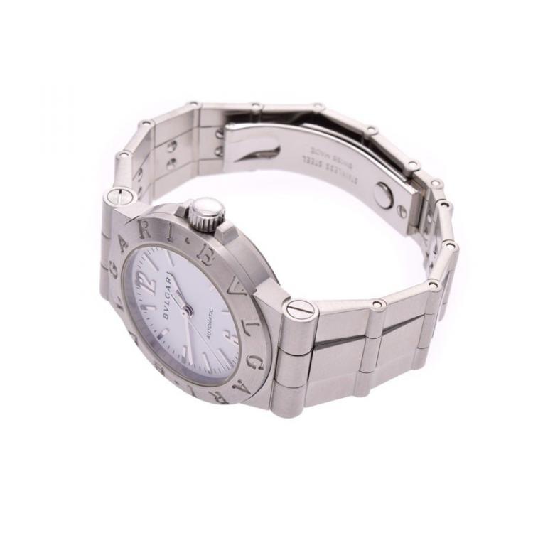 Pre Owned Bvlgari White Stainless Steel Diagono LCV29S Women's Wristwatch 29 MM