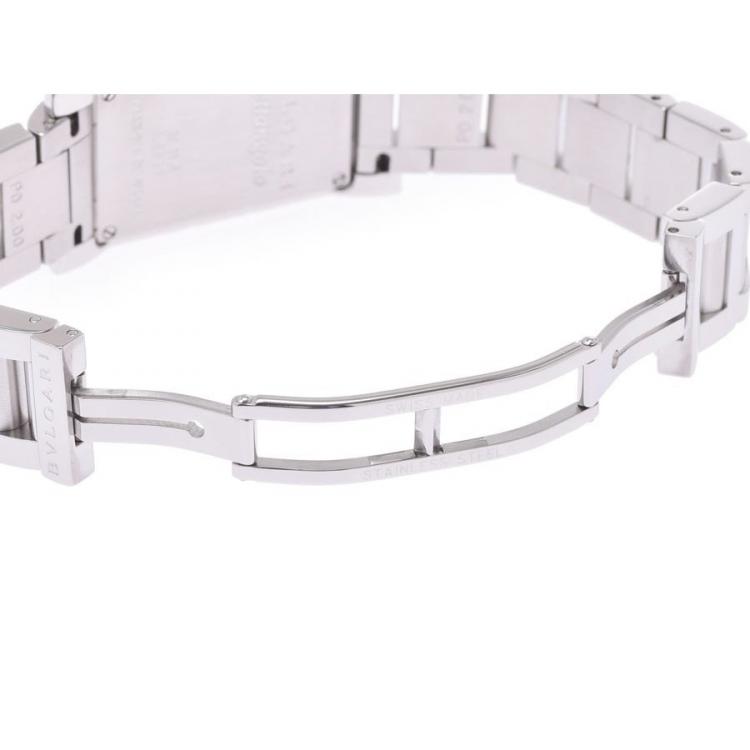 Pre Owned Bvlgari White Stainless Steel Retangoro Women's Wristwatch 21 Ã 39 MM 