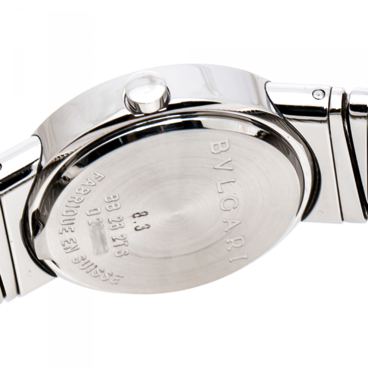 Pre Owned Bvlgari Black Stainless Steel Diamonds Tubogas BB262TS  Women's Wristwatch 26 mm