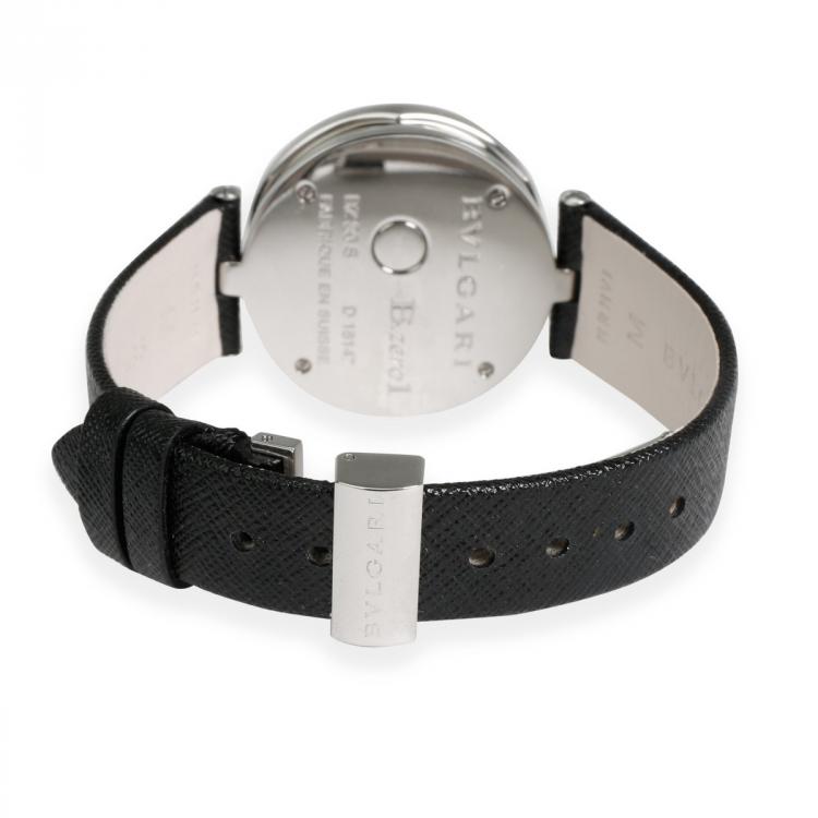 Pre Owned Bvlgari Black Stainless Steel and Leather B Zero 1 BZ 30S Women's Wristwatch 30MM