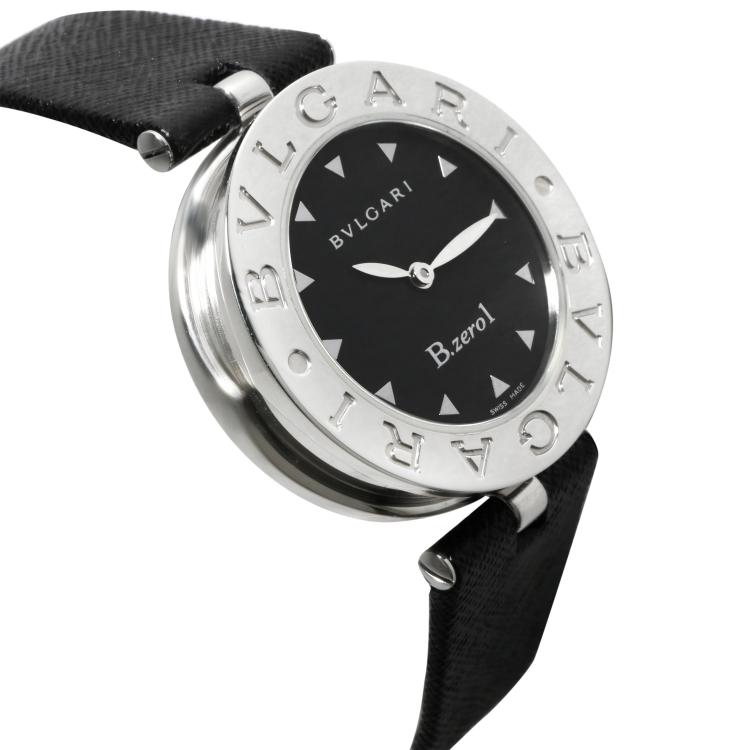 Pre Owned Bvlgari Black Stainless Steel and Leather B Zero 1 BZ 30S Women's Wristwatch 30MM